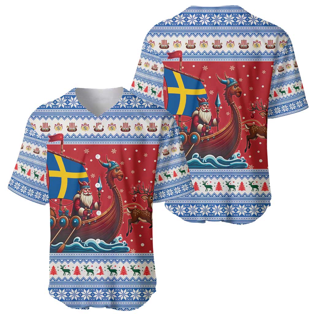 Sweden Viking Santa Christmas Baseball Jersey Funny Reindeer Norse Xmas - Wonder Print Shop