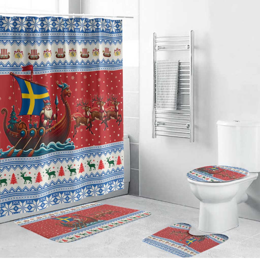 Sweden Viking Santa Christmas Bathroom Set Funny Reindeer Norse Xmas - Wonder Print Shop