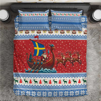 Sweden Viking Santa Christmas Bedding Set Funny Reindeer Norse Xmas - Wonder Print Shop