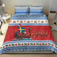 Sweden Viking Santa Christmas Bedding Set Funny Reindeer Norse Xmas - Wonder Print Shop