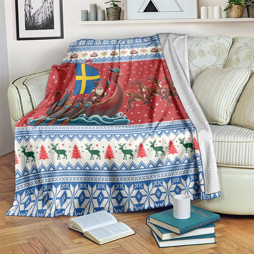 Sweden Viking Santa Christmas Blanket Funny Reindeer Norse Xmas - Wonder Print Shop