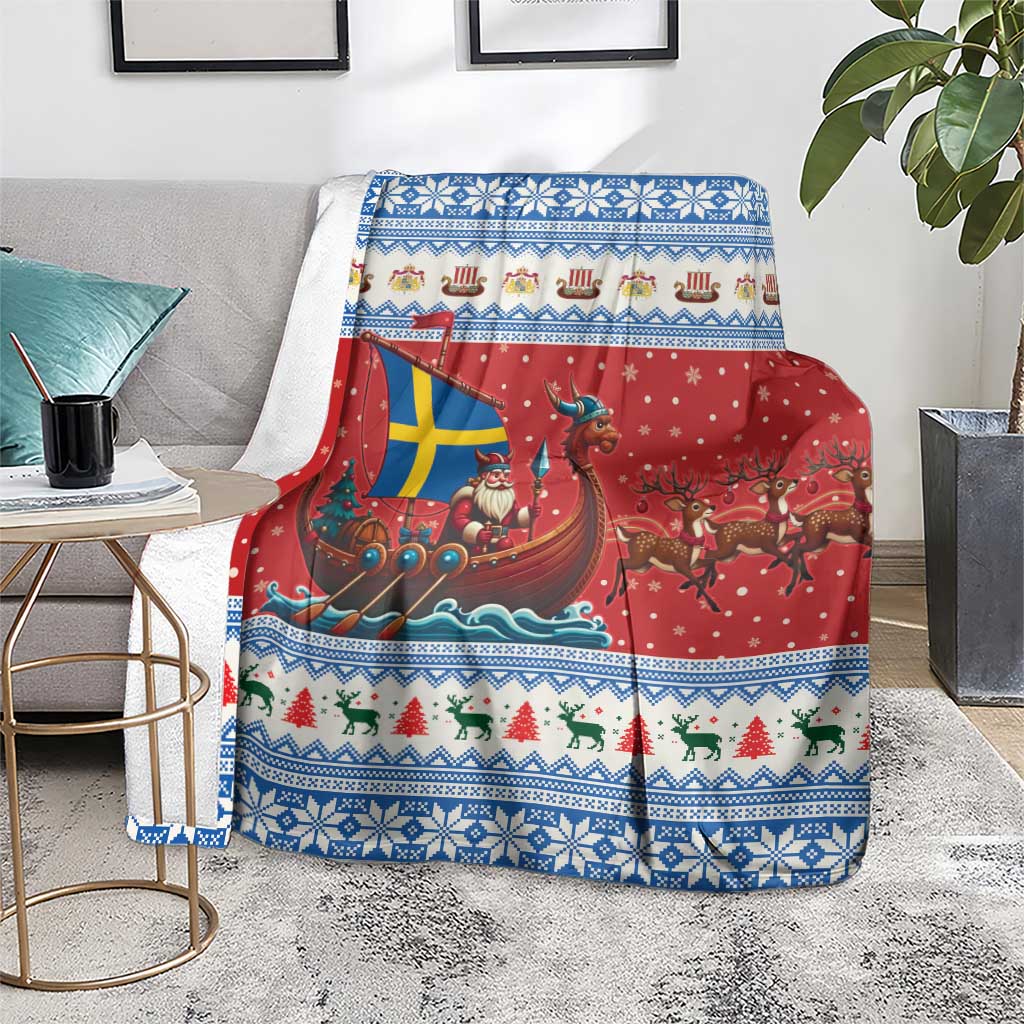 Sweden Viking Santa Christmas Blanket Funny Reindeer Norse Xmas - Wonder Print Shop