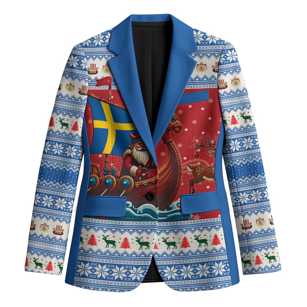 Sweden Viking Santa Christmas Blazer Funny Reindeer Norse Xmas - Wonder Print Shop