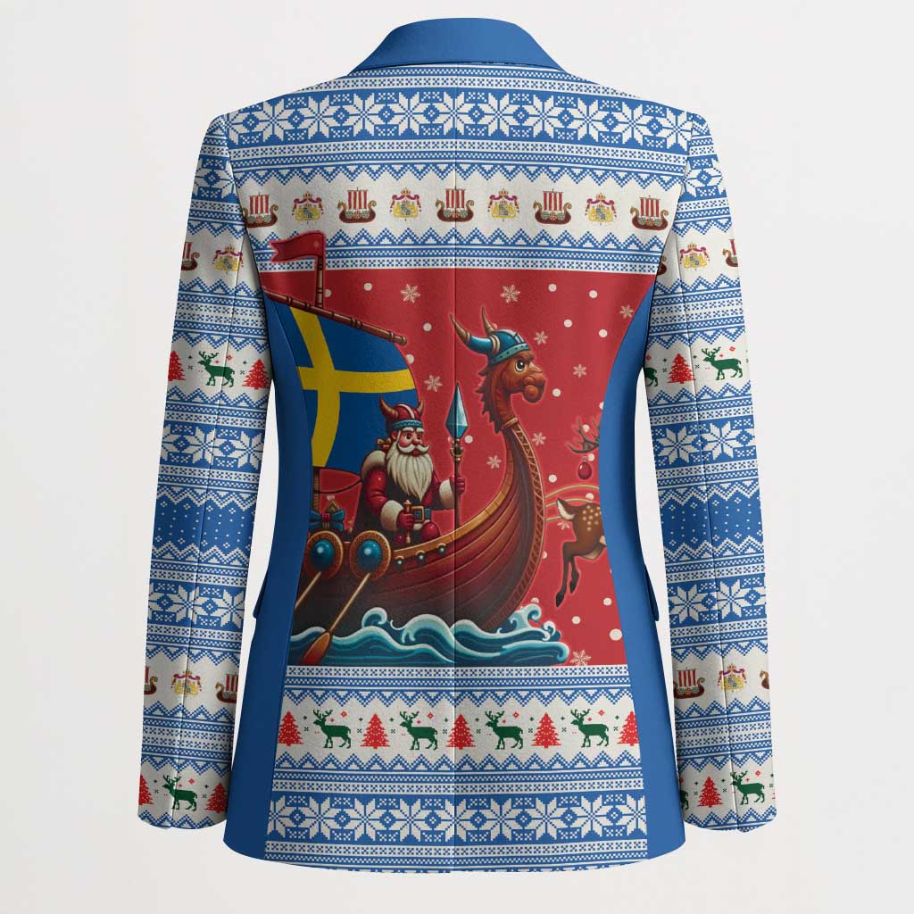 Sweden Viking Santa Christmas Blazer Funny Reindeer Norse Xmas - Wonder Print Shop