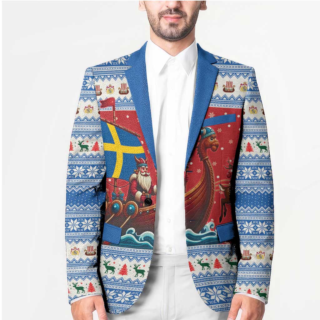 Sweden Viking Santa Christmas Blazer Funny Reindeer Norse Xmas - Wonder Print Shop