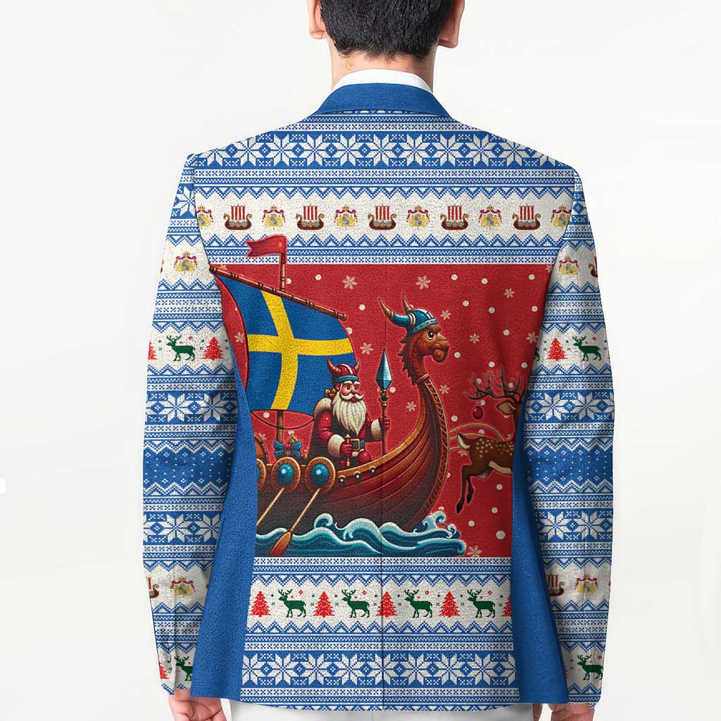 Sweden Viking Santa Christmas Blazer Funny Reindeer Norse Xmas - Wonder Print Shop