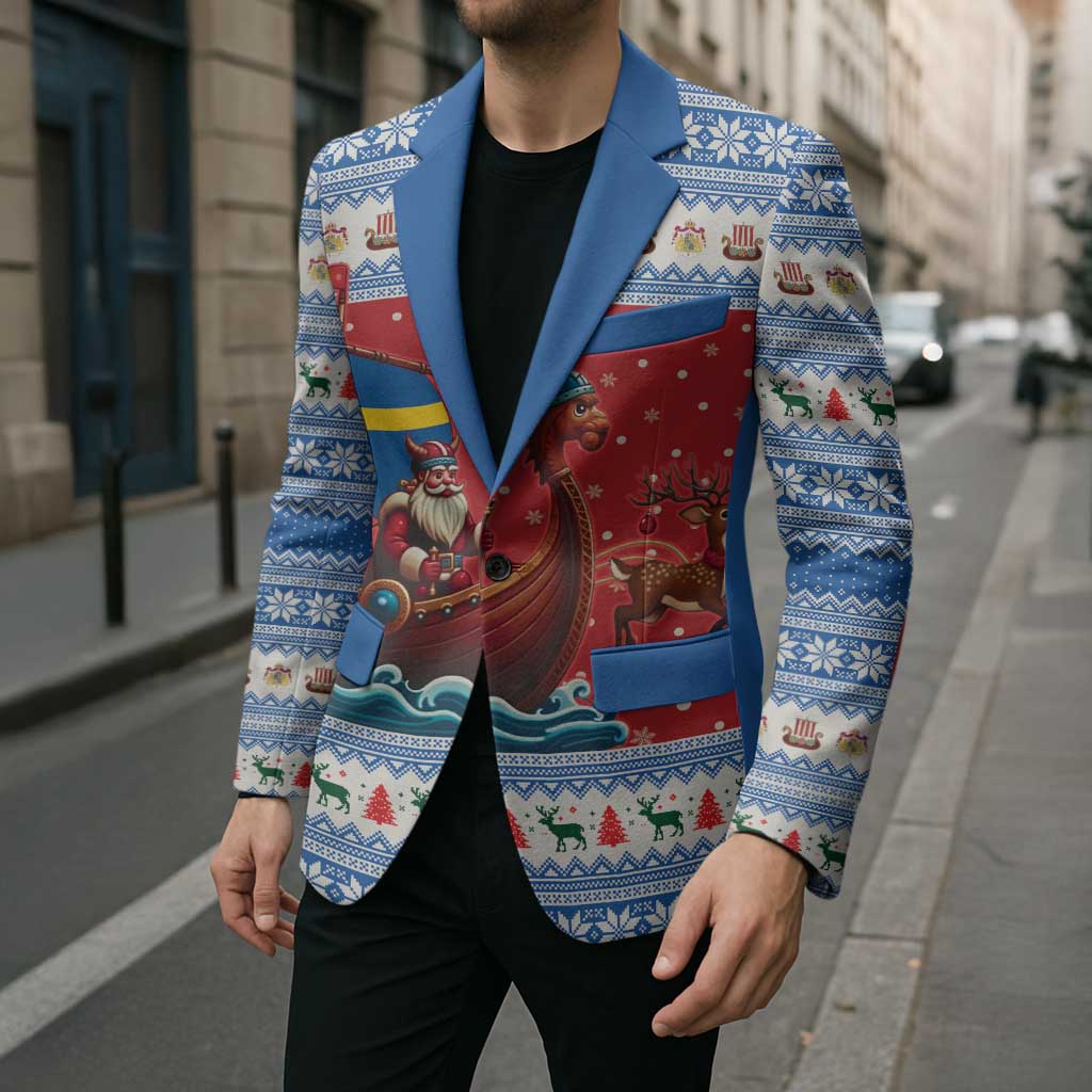 Sweden Viking Santa Christmas Blazer Funny Reindeer Norse Xmas - Wonder Print Shop