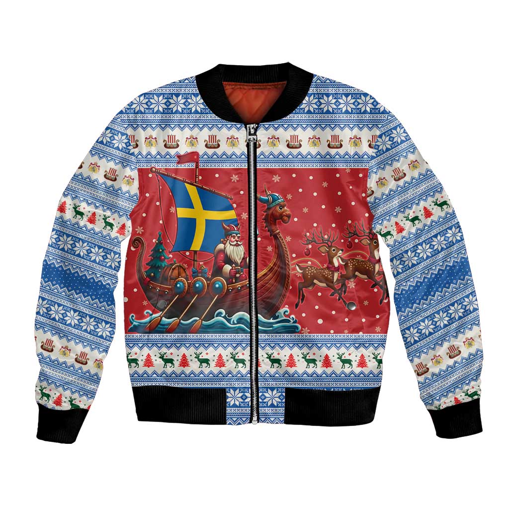 Sweden Viking Santa Christmas Bomber Jacket Funny Reindeer Norse Xmas - Wonder Print Shop