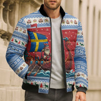 Sweden Viking Santa Christmas Bomber Puffer Jacket Funny Reindeer Norse Xmas - Wonder Print Shop