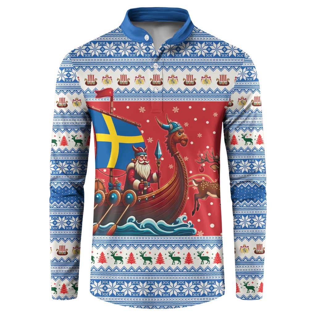 Sweden Viking Santa Christmas Button Sweatshirt Funny Reindeer Norse Xmas - Wonder Print Shop