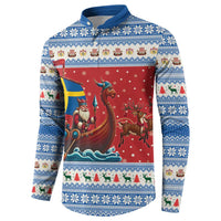 Sweden Viking Santa Christmas Button Sweatshirt Funny Reindeer Norse Xmas - Wonder Print Shop