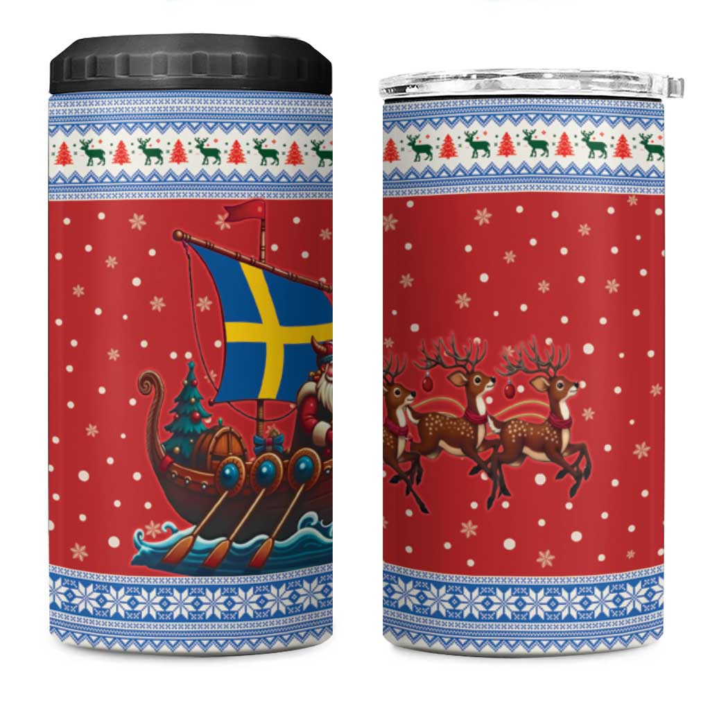 Sweden Viking Santa Christmas 4 in 1 Can Cooler Tumbler Funny Reindeer Norse Xmas - Wonder Print Shop