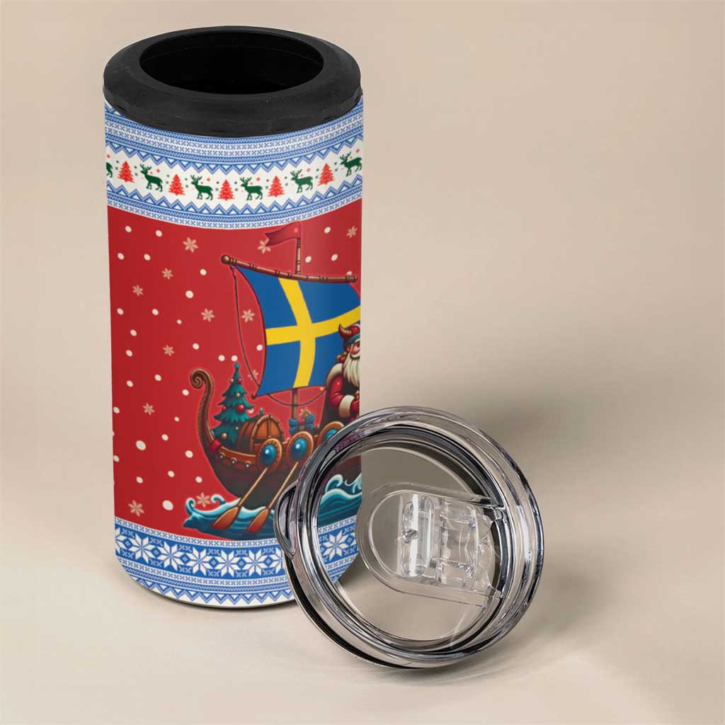 Sweden Viking Santa Christmas 4 in 1 Can Cooler Tumbler Funny Reindeer Norse Xmas - Wonder Print Shop