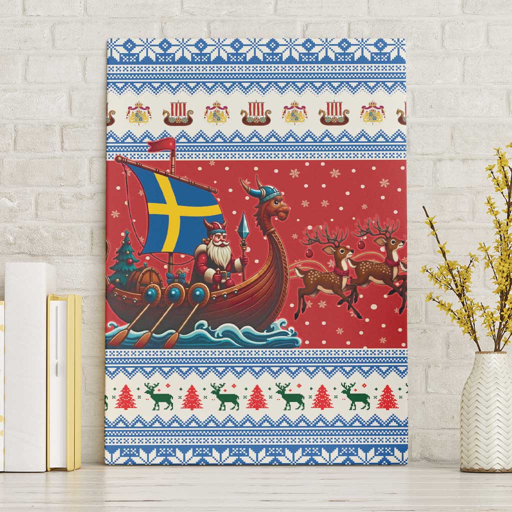 Sweden Viking Santa Christmas Canvas Wall Art Funny Reindeer Norse Xmas - Wonder Print Shop