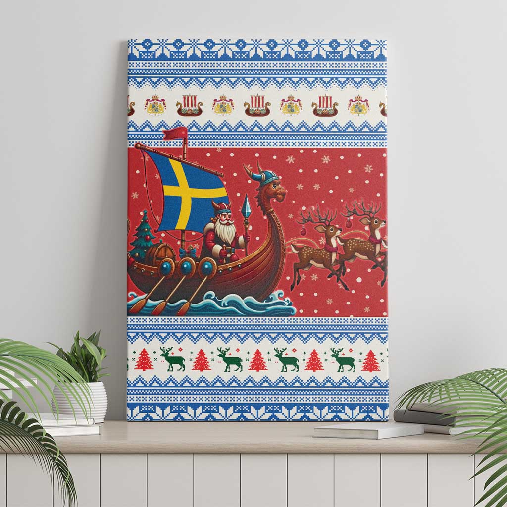 Sweden Viking Santa Christmas Canvas Wall Art Funny Reindeer Norse Xmas - Wonder Print Shop