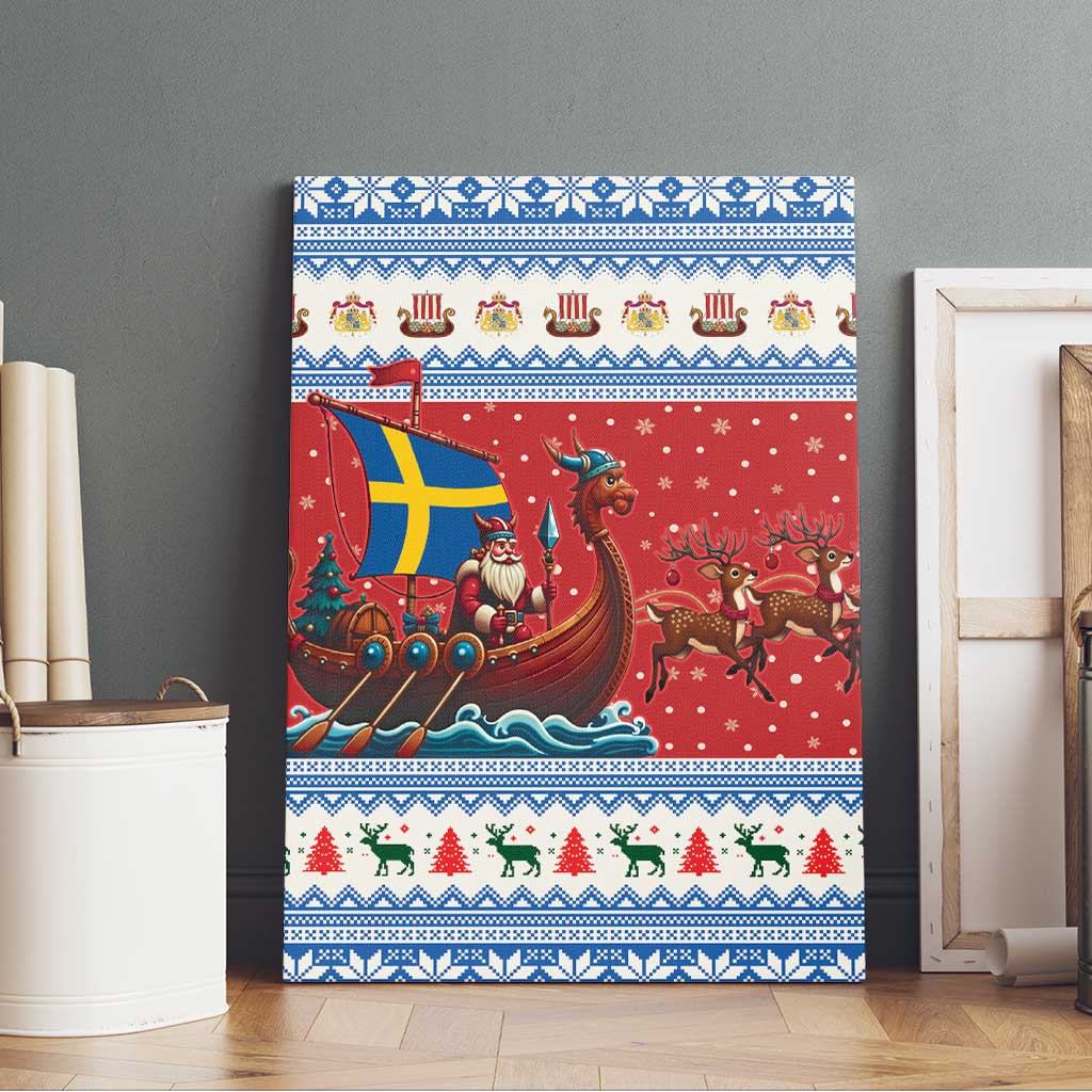 Sweden Viking Santa Christmas Canvas Wall Art Funny Reindeer Norse Xmas - Wonder Print Shop