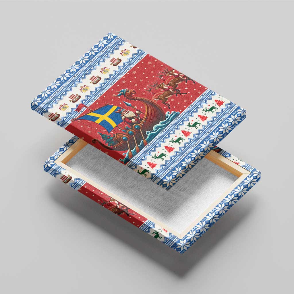 Sweden Viking Santa Christmas Canvas Wall Art Funny Reindeer Norse Xmas - Wonder Print Shop