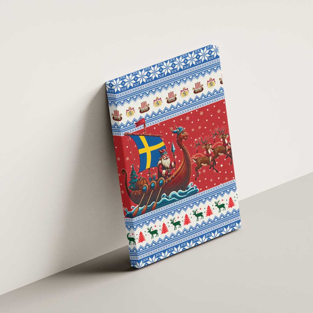 Sweden Viking Santa Christmas Canvas Wall Art Funny Reindeer Norse Xmas - Wonder Print Shop
