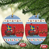Sweden Viking Santa Christmas Ceramic Ornament Funny Reindeer Norse Xmas - Wonder Print Shop