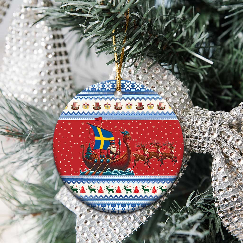 Sweden Viking Santa Christmas Ceramic Ornament Funny Reindeer Norse Xmas - Wonder Print Shop