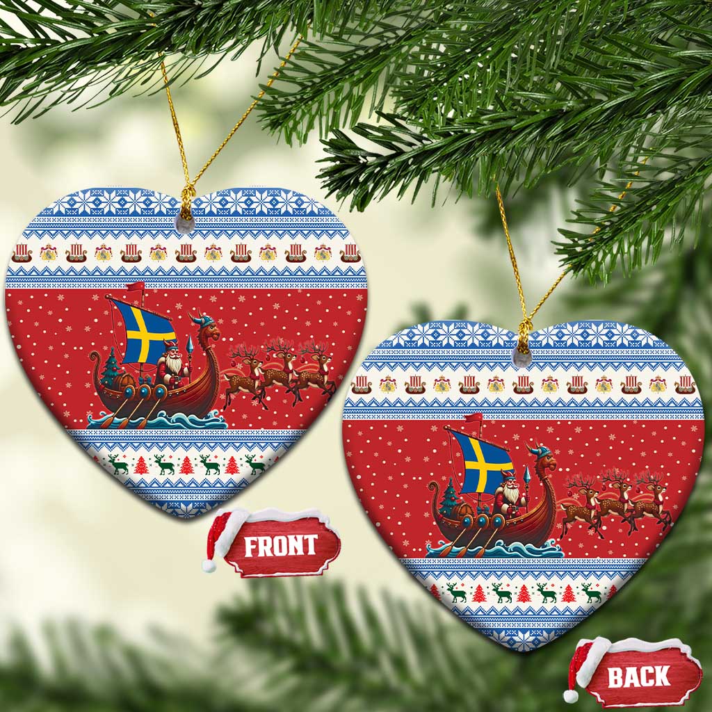 Sweden Viking Santa Christmas Ceramic Ornament Funny Reindeer Norse Xmas - Wonder Print Shop