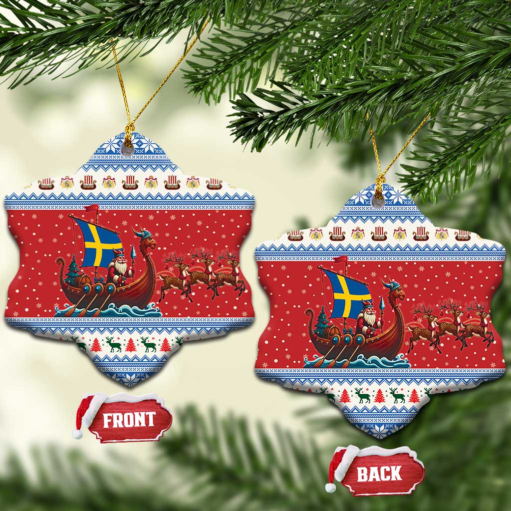 Sweden Viking Santa Christmas Ceramic Ornament Funny Reindeer Norse Xmas - Wonder Print Shop