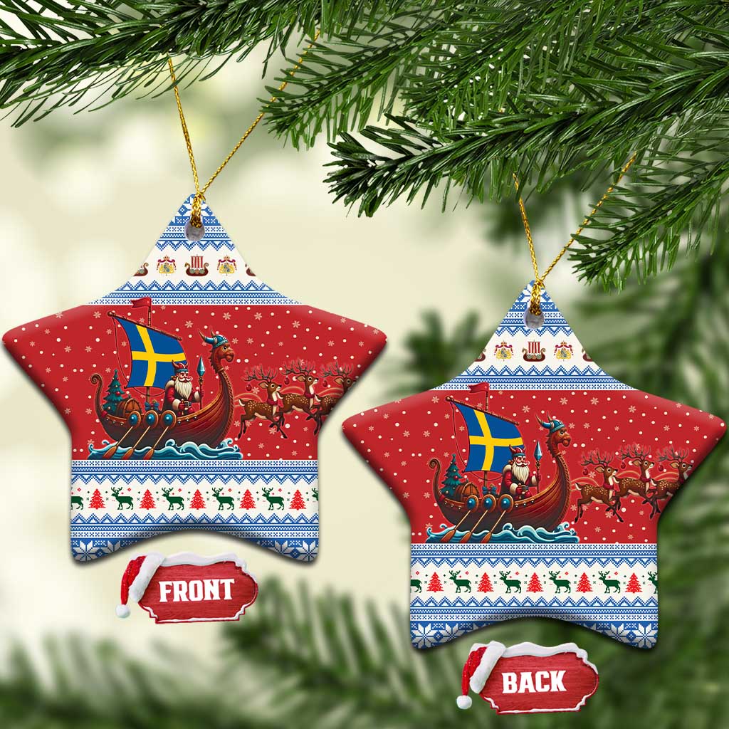 Sweden Viking Santa Christmas Ceramic Ornament Funny Reindeer Norse Xmas - Wonder Print Shop