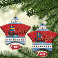 Sweden Viking Santa Christmas Ceramic Ornament Funny Reindeer Norse Xmas - Wonder Print Shop