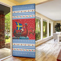 Sweden Viking Santa Christmas Door Cover Funny Reindeer Norse Xmas - Wonder Print Shop