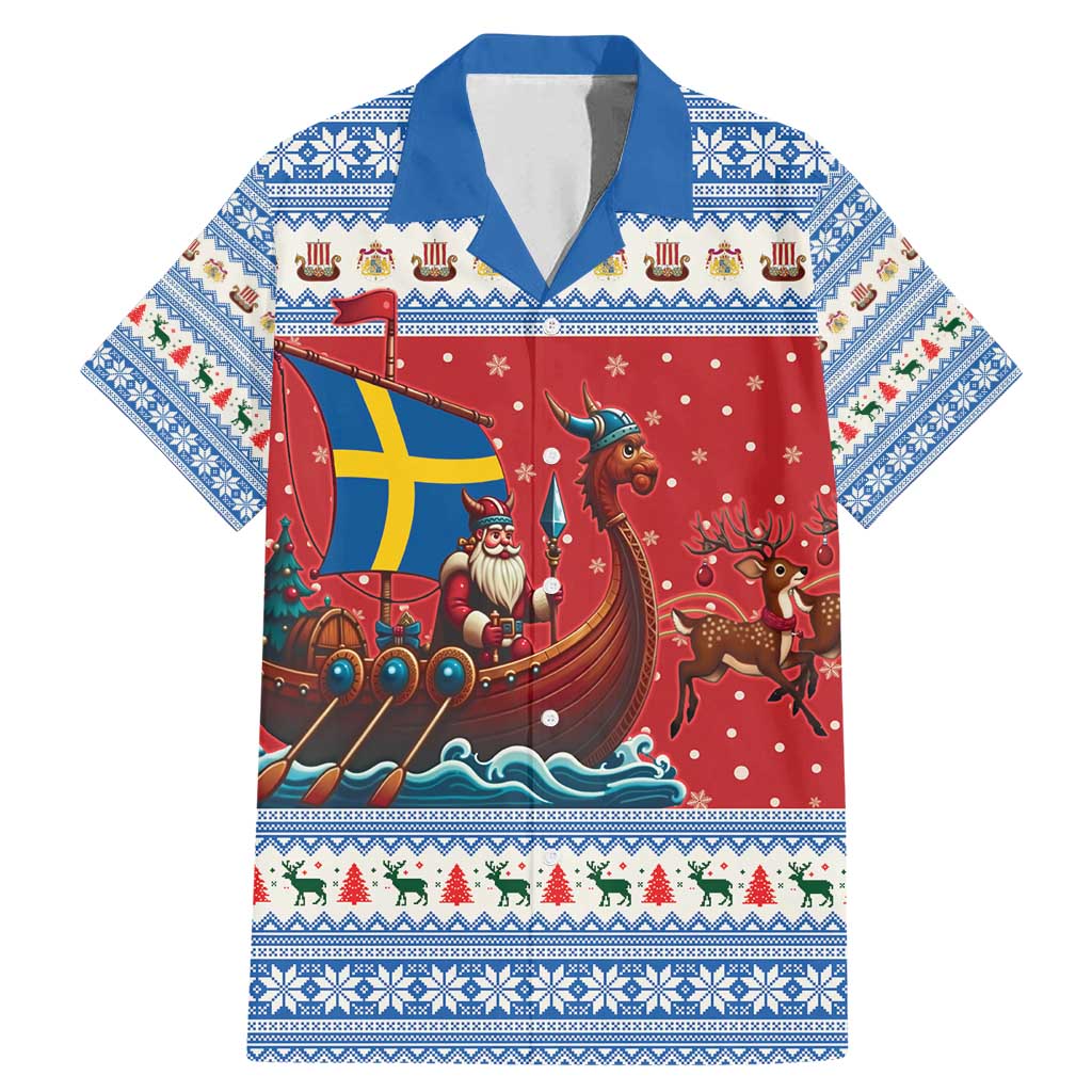 Sweden Viking Santa Christmas Family Matching Mermaid Dress and Hawaiian Shirt Funny Reindeer Norse Xmas - Wonder Print Shop