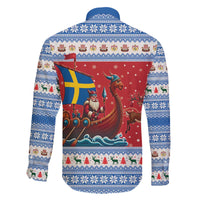 Sweden Viking Santa Christmas Family Matching Off The Shoulder Long Sleeve Dress and Hawaiian Shirt Funny Reindeer Norse Xmas - Wonder Print Shop