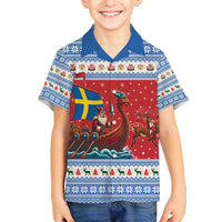 Sweden Viking Santa Christmas Family Matching Off The Shoulder Long Sleeve Dress and Hawaiian Shirt Funny Reindeer Norse Xmas - Wonder Print Shop