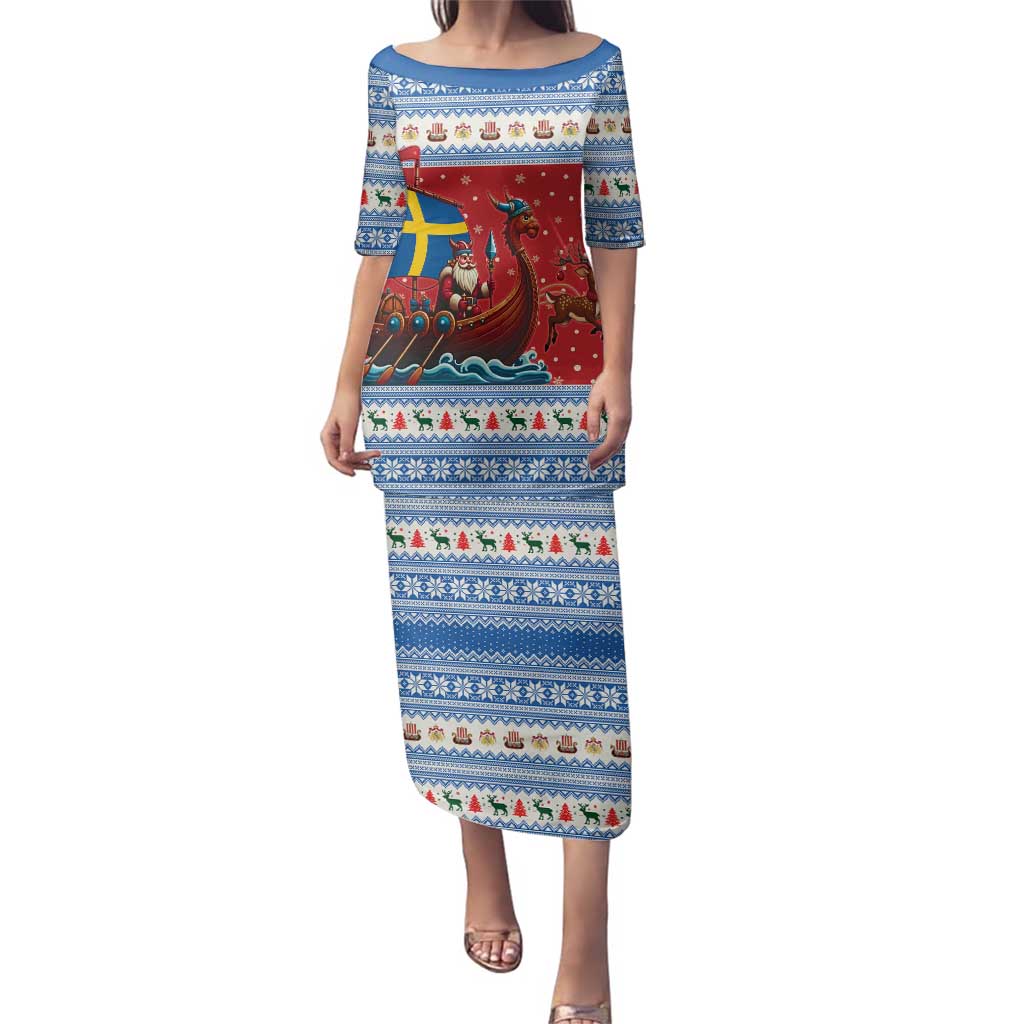 Sweden Viking Santa Christmas Family Matching Puletasi and Hawaiian Shirt Funny Reindeer Norse Xmas - Wonder Print Shop