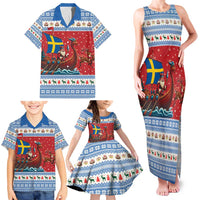 Sweden Viking Santa Christmas Family Matching Tank Maxi Dress and Hawaiian Shirt Funny Reindeer Norse Xmas - Wonder Print Shop