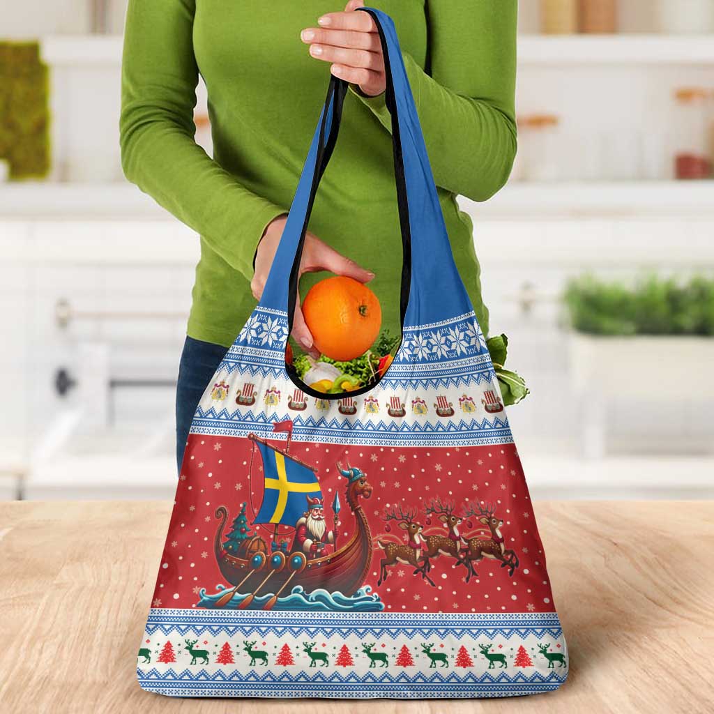 Sweden Viking Santa Christmas Grocery Bag Funny Reindeer Norse Xmas - Wonder Print Shop