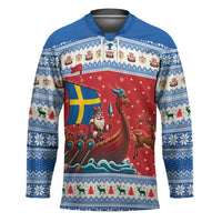Sweden Viking Santa Christmas Hockey Jersey Funny Reindeer Norse Xmas - Wonder Print Shop