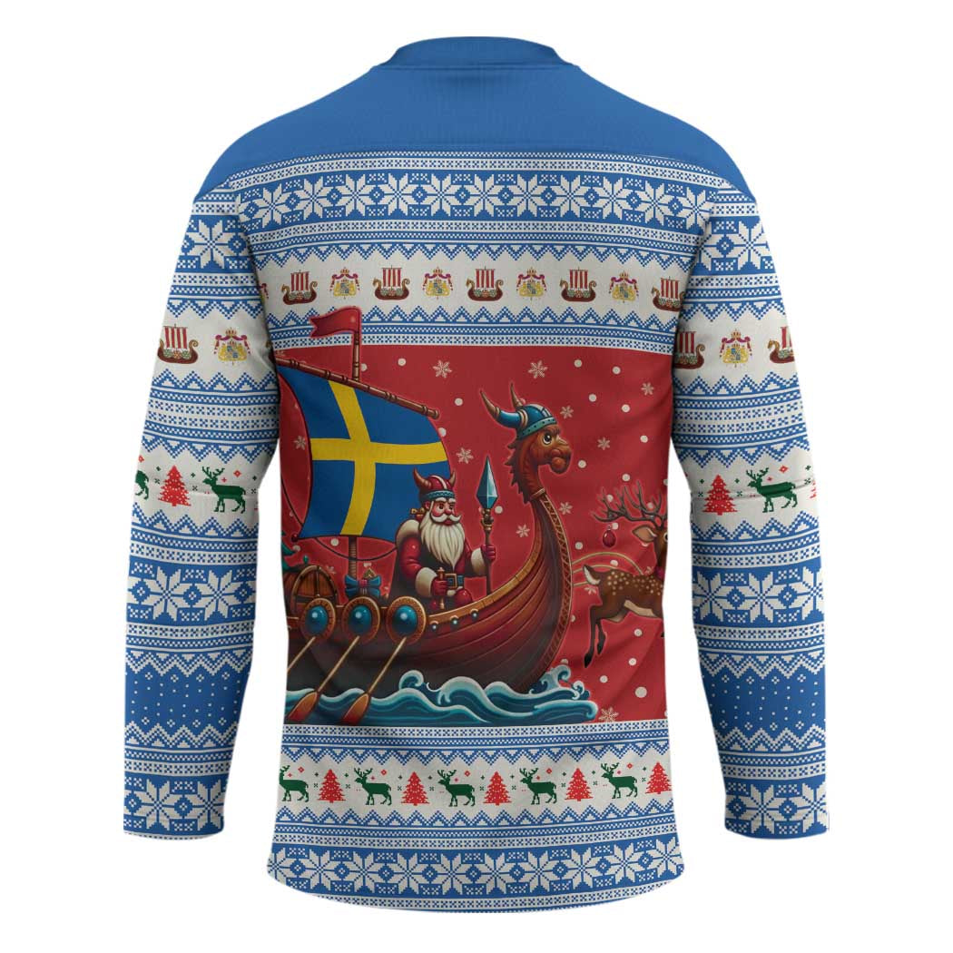 Sweden Viking Santa Christmas Hockey Jersey Funny Reindeer Norse Xmas - Wonder Print Shop