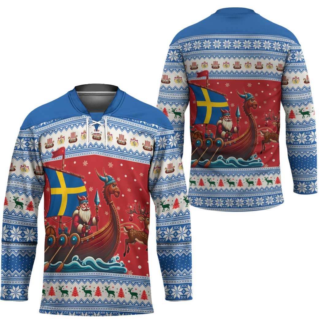 Sweden Viking Santa Christmas Hockey Jersey Funny Reindeer Norse Xmas - Wonder Print Shop