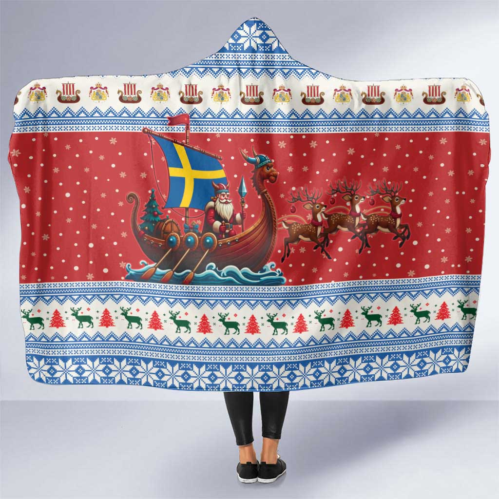 Sweden Viking Santa Christmas Hooded Blanket Funny Reindeer Norse Xmas - Wonder Print Shop