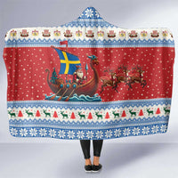 Sweden Viking Santa Christmas Hooded Blanket Funny Reindeer Norse Xmas - Wonder Print Shop