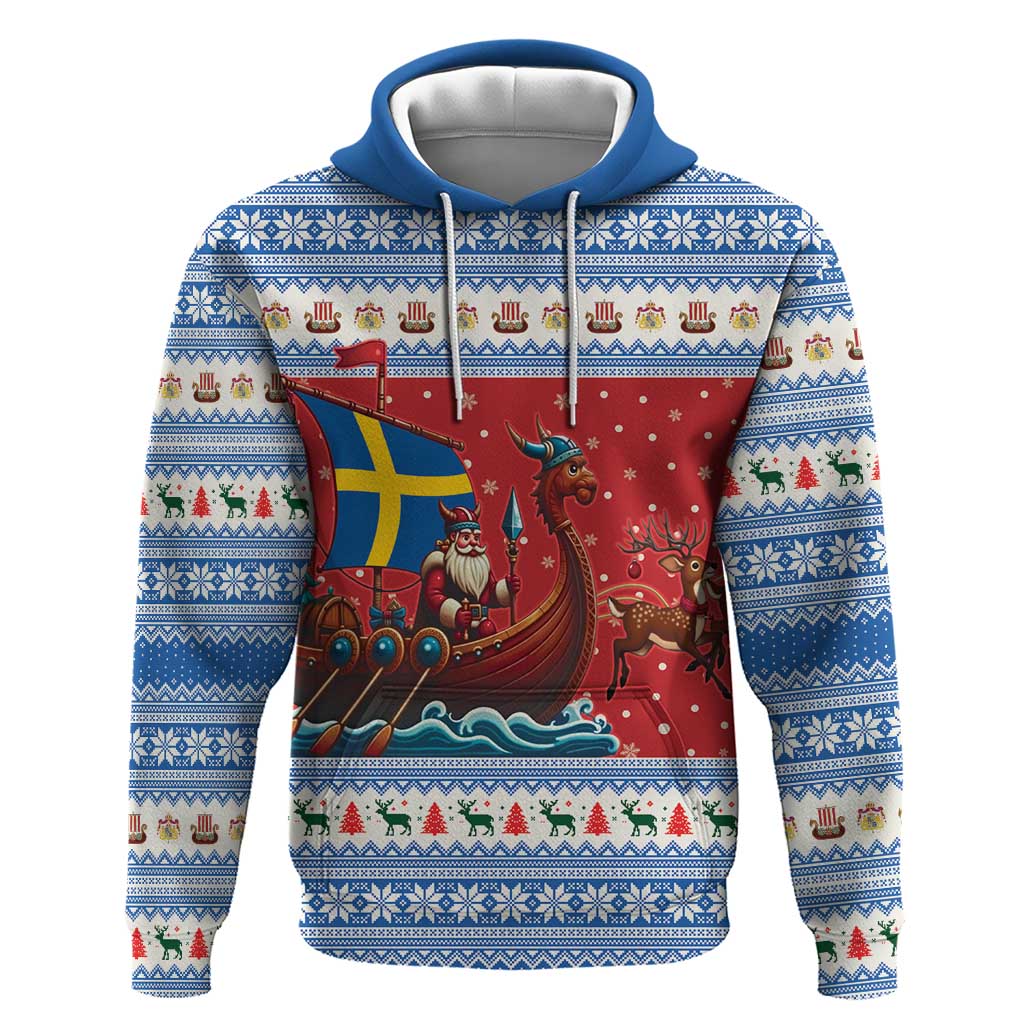 Sweden Viking Santa Christmas Hoodie Funny Reindeer Norse Xmas - Wonder Print Shop