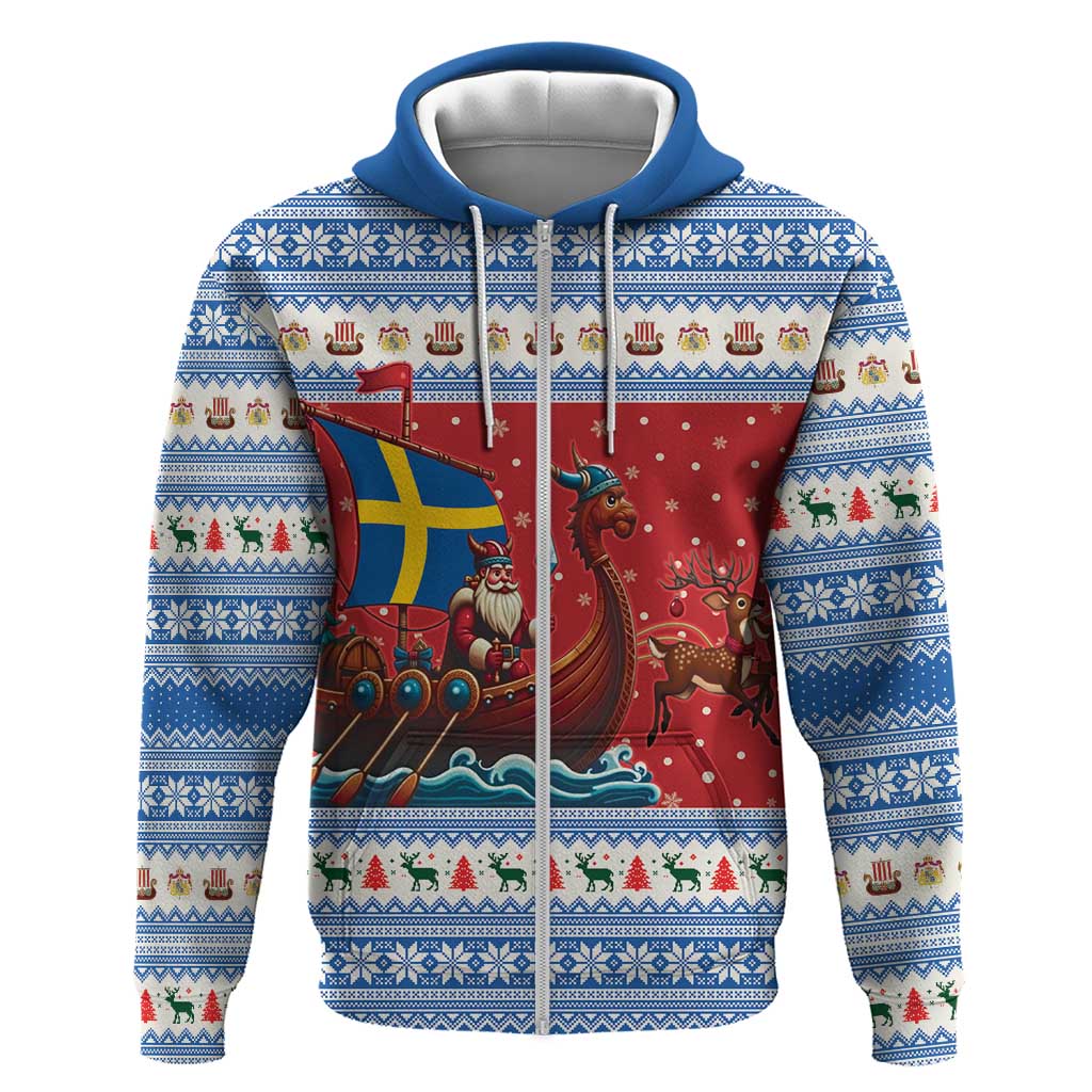 Sweden Viking Santa Christmas Hoodie Funny Reindeer Norse Xmas - Wonder Print Shop