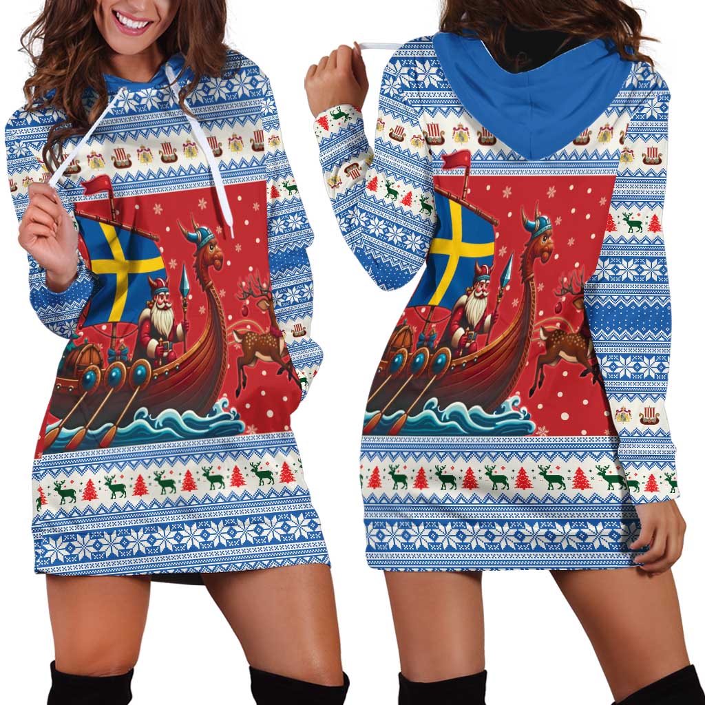 Sweden Viking Santa Christmas Hoodie Dress Funny Reindeer Norse Xmas - Wonder Print Shop
