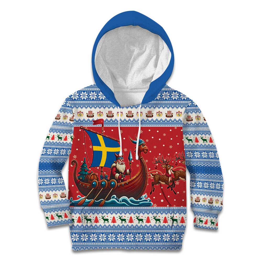 Sweden Viking Santa Christmas Kid Hoodie Funny Reindeer Norse Xmas - Wonder Print Shop