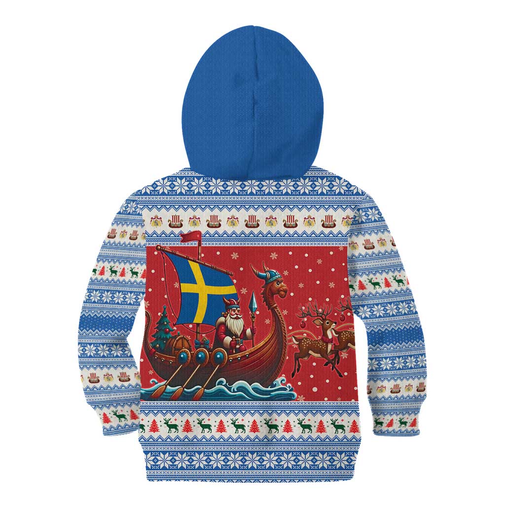 Sweden Viking Santa Christmas Kid Hoodie Funny Reindeer Norse Xmas - Wonder Print Shop