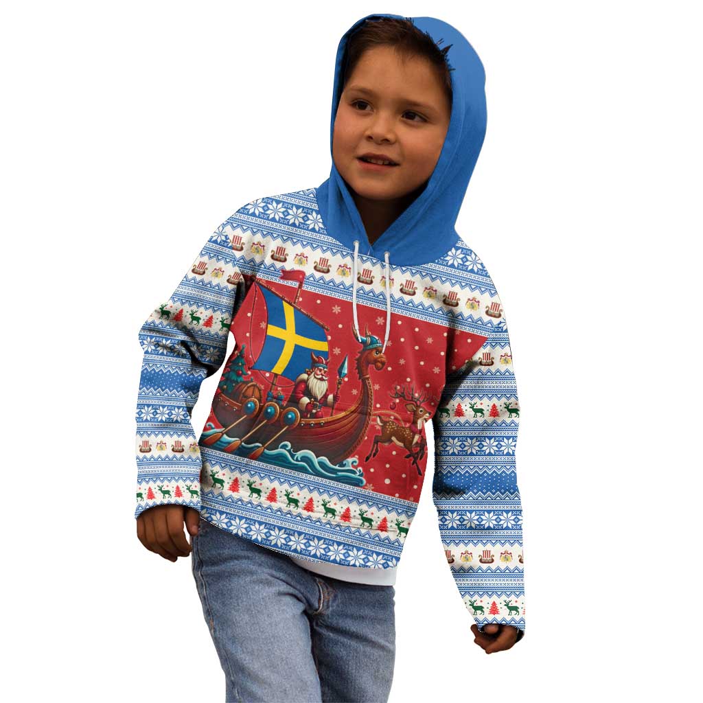 Sweden Viking Santa Christmas Kid Hoodie Funny Reindeer Norse Xmas - Wonder Print Shop