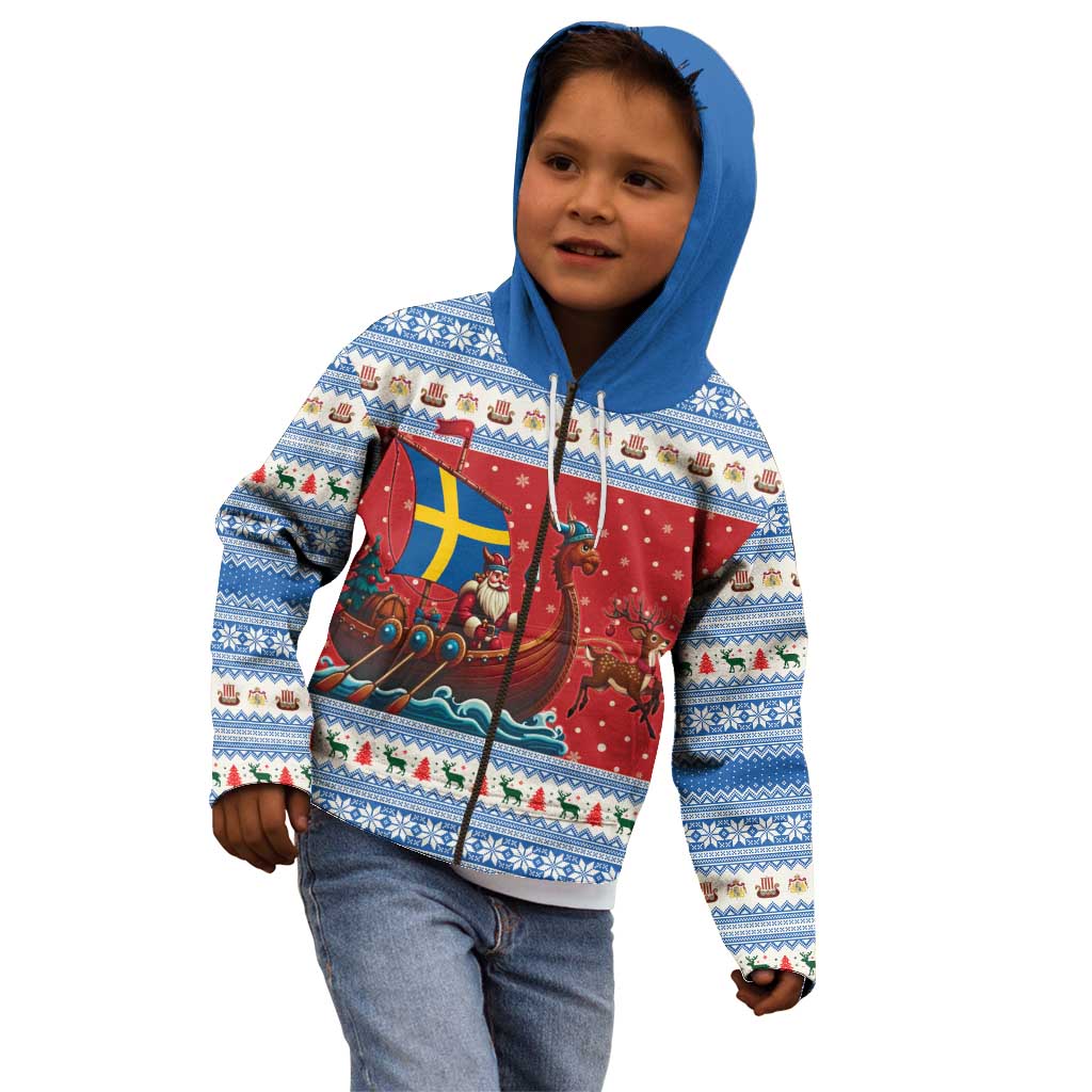 Sweden Viking Santa Christmas Kid Hoodie Funny Reindeer Norse Xmas - Wonder Print Shop