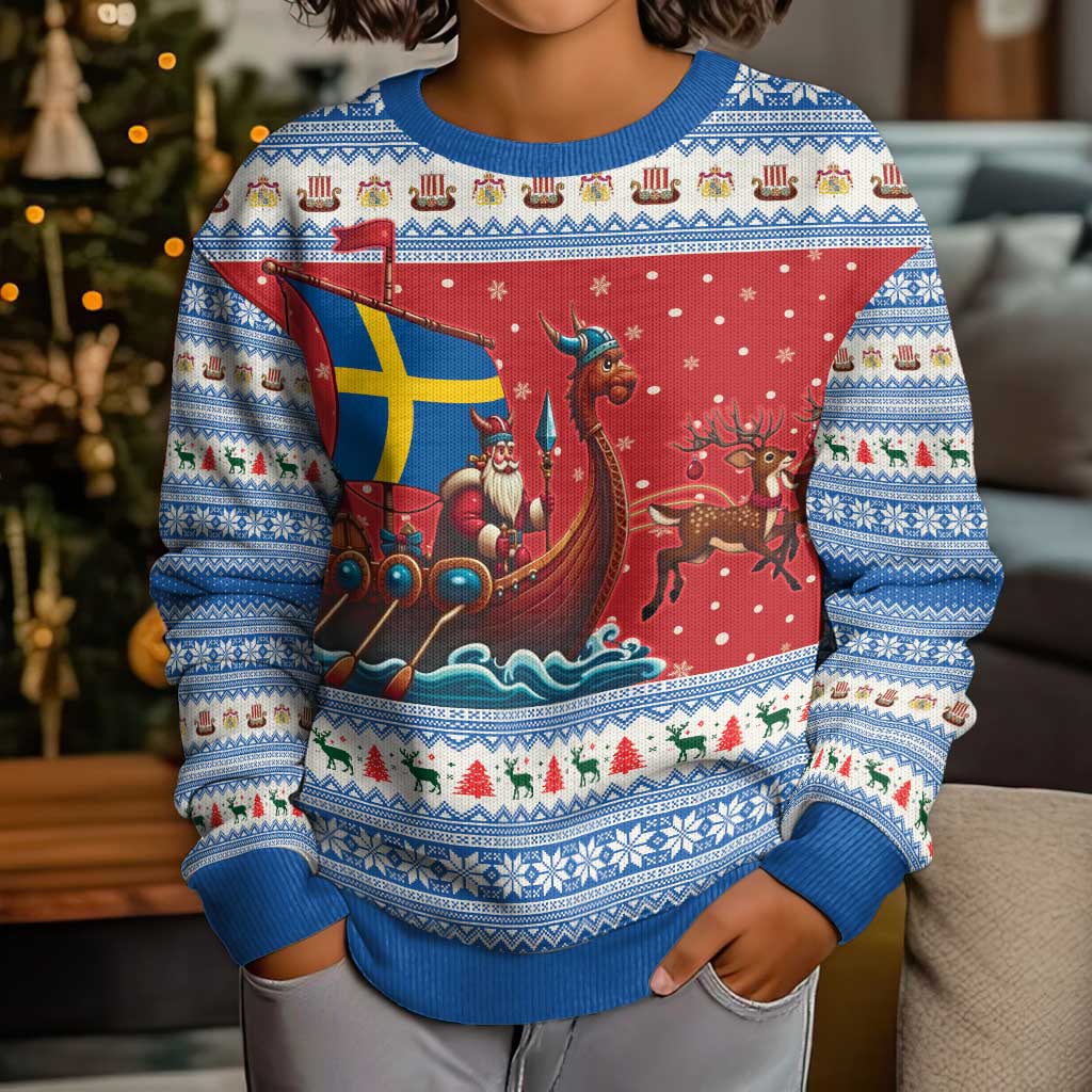 Sweden Viking Santa Christmas Kid Ugly Christmas Sweater Funny Reindeer Norse Xmas - Wonder Print Shop