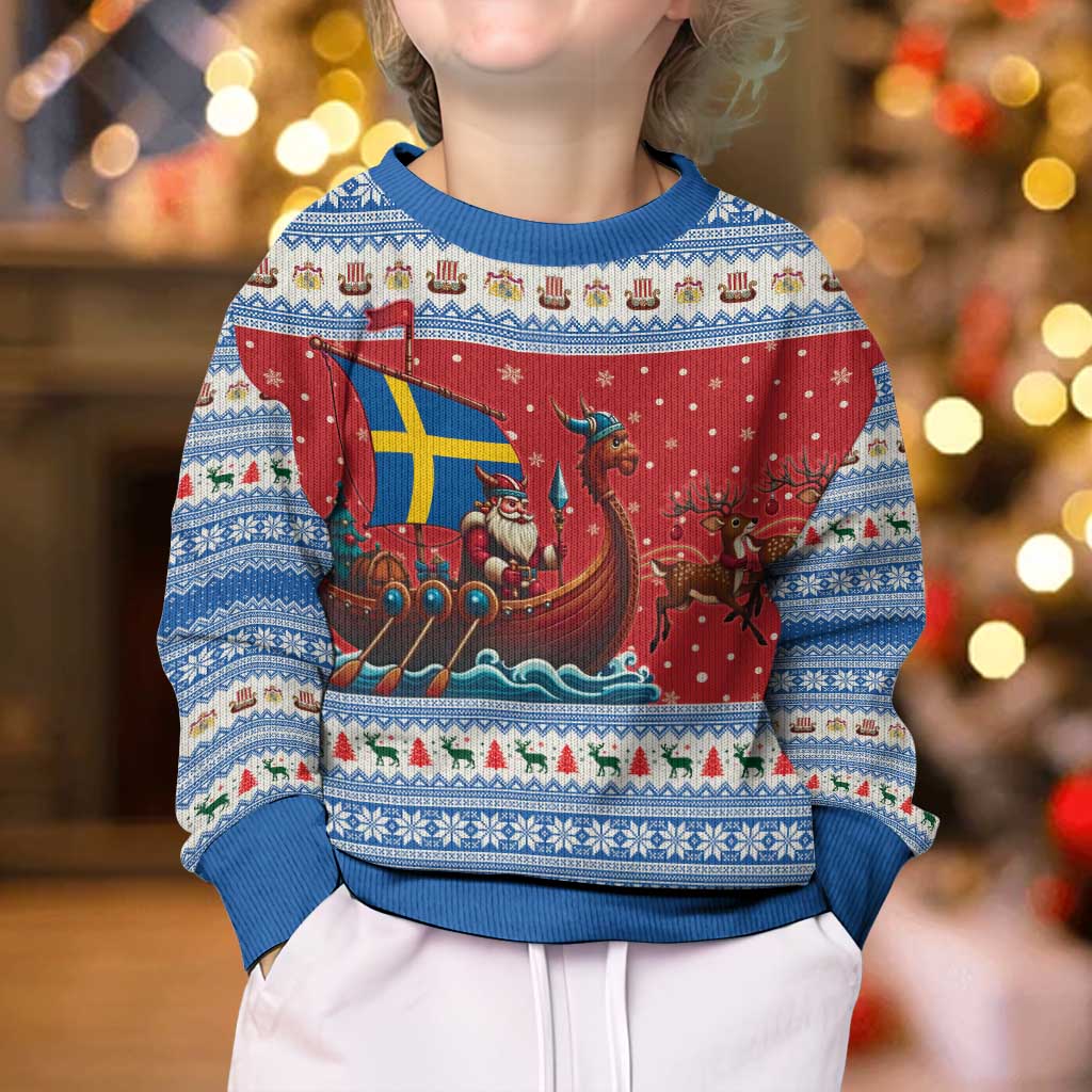 Sweden Viking Santa Christmas Kid Ugly Christmas Sweater Funny Reindeer Norse Xmas - Wonder Print Shop