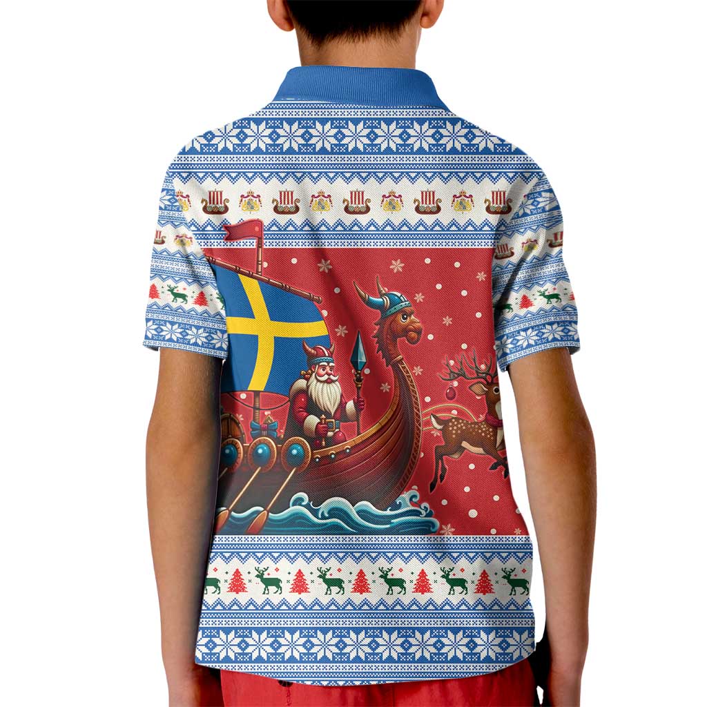 Sweden Viking Santa Christmas Kid Polo Shirt Funny Reindeer Norse Xmas - Wonder Print Shop